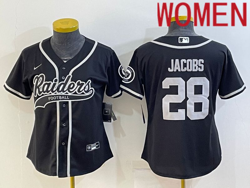 Women Oakland Raiders #28 Jacobs Black 2022 Nike Co branded NFL Jerseys->women nfl jersey->Women Jersey